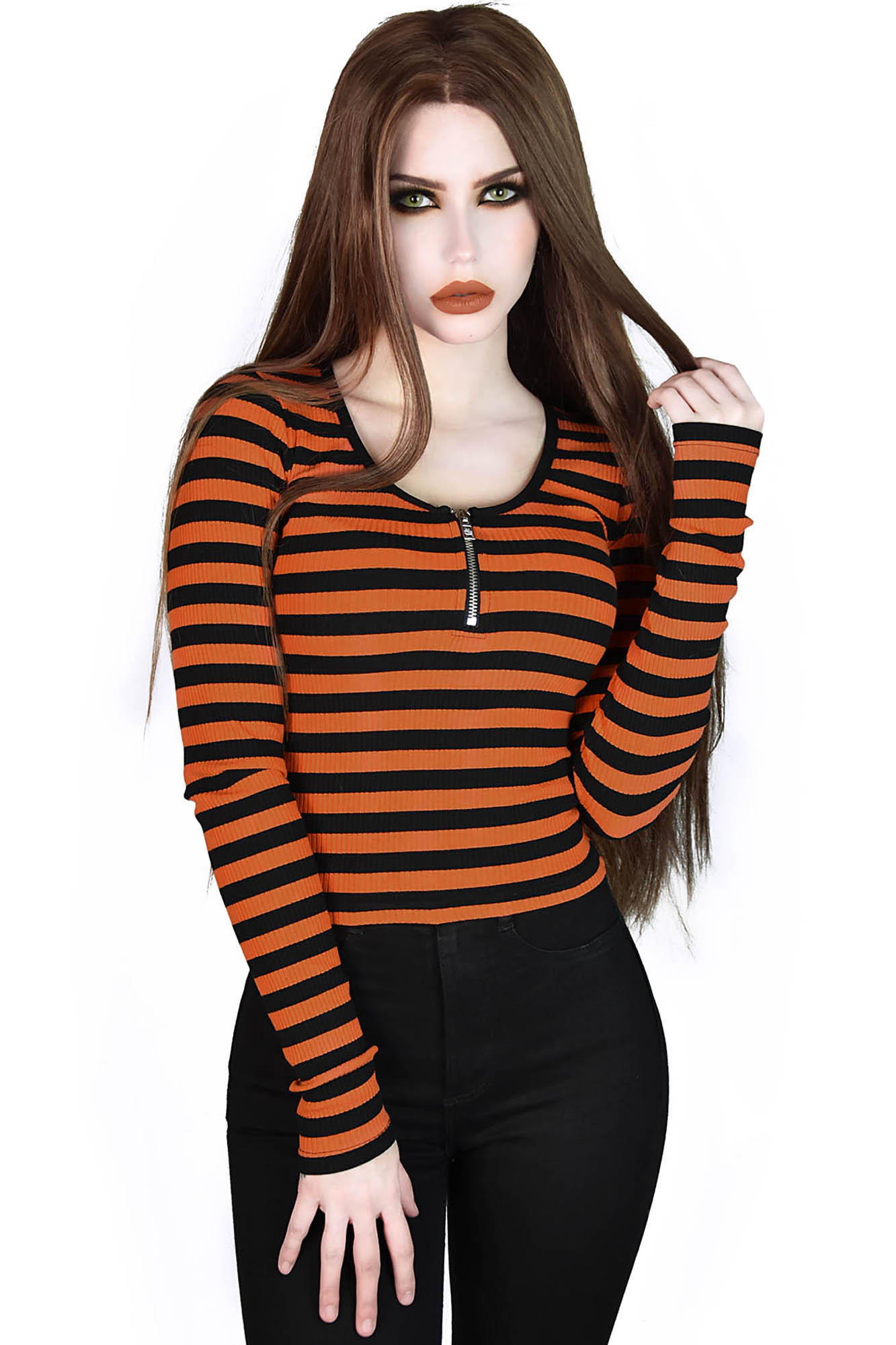 Killstar Izora Ribbed Top Pumpkin