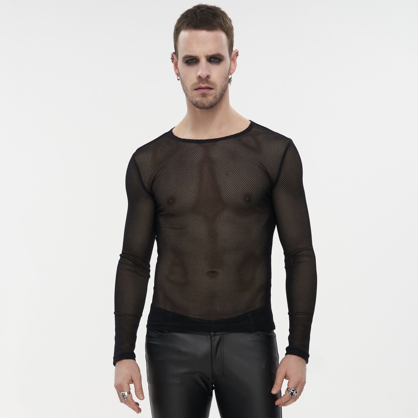 Devil Fashion Climax Long Sleeve Fishnet Top Black