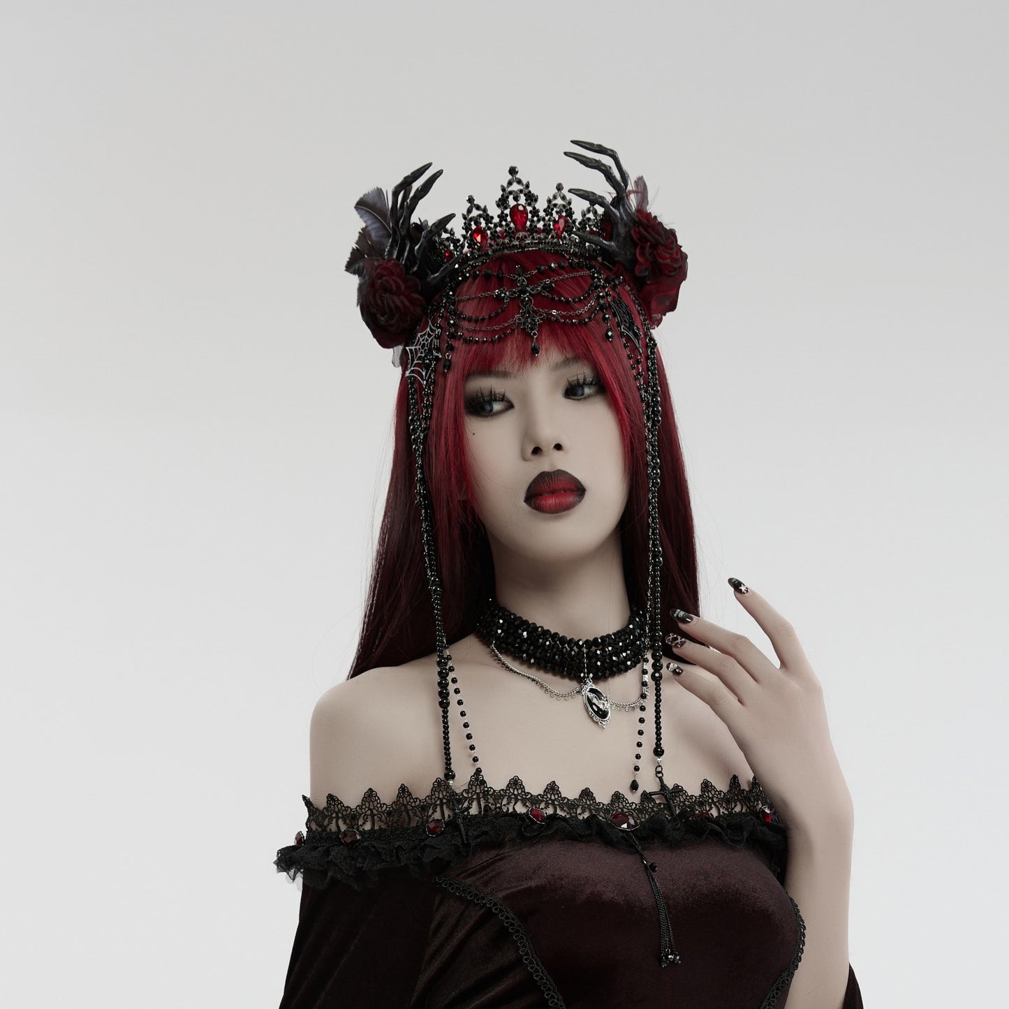 Wicked Tiara Crown Black - Red