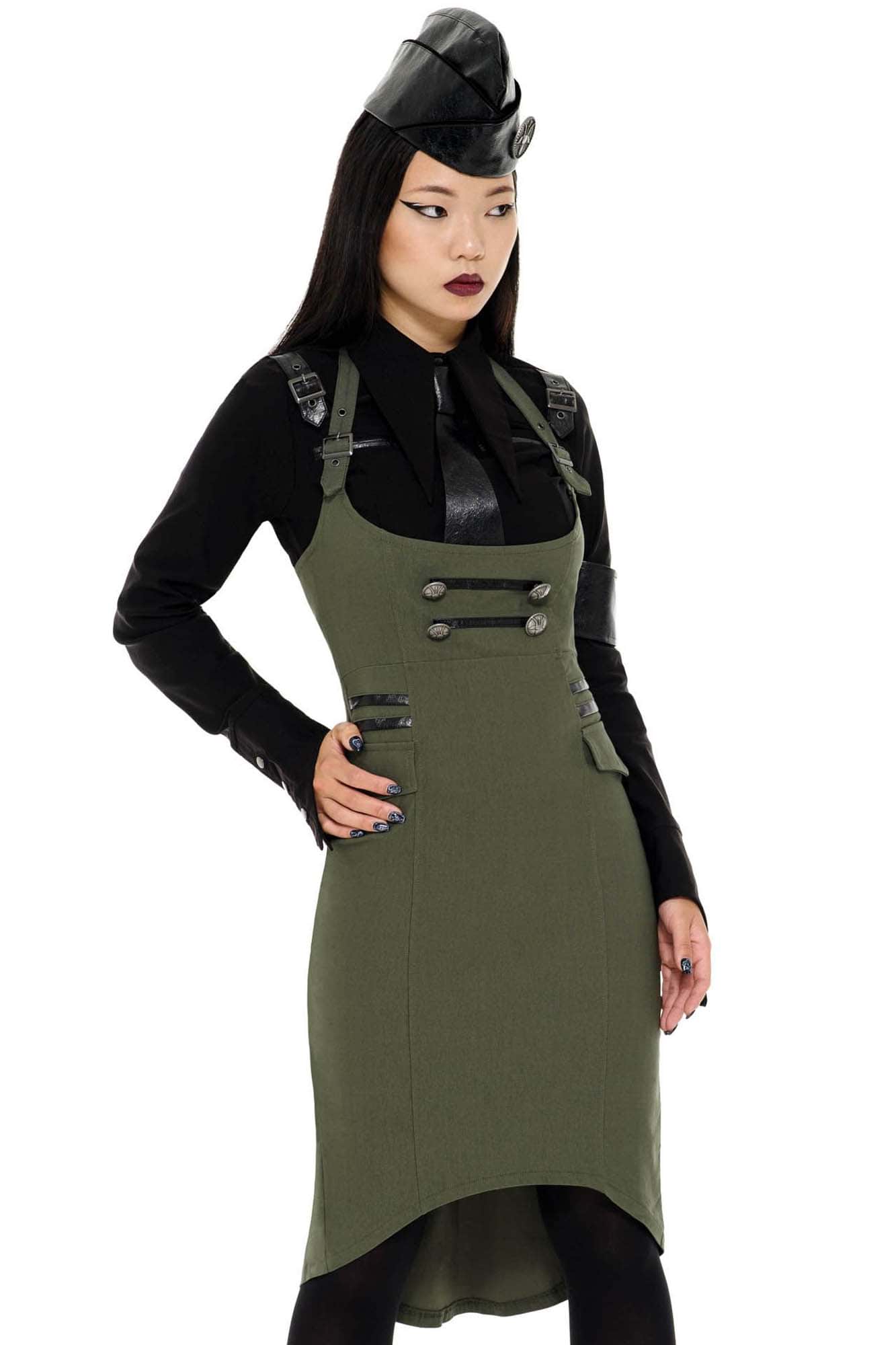 Darkwave Division Midi Rok Khaki