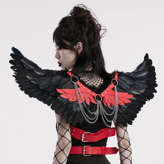 Black - Red Angel Wings Harness