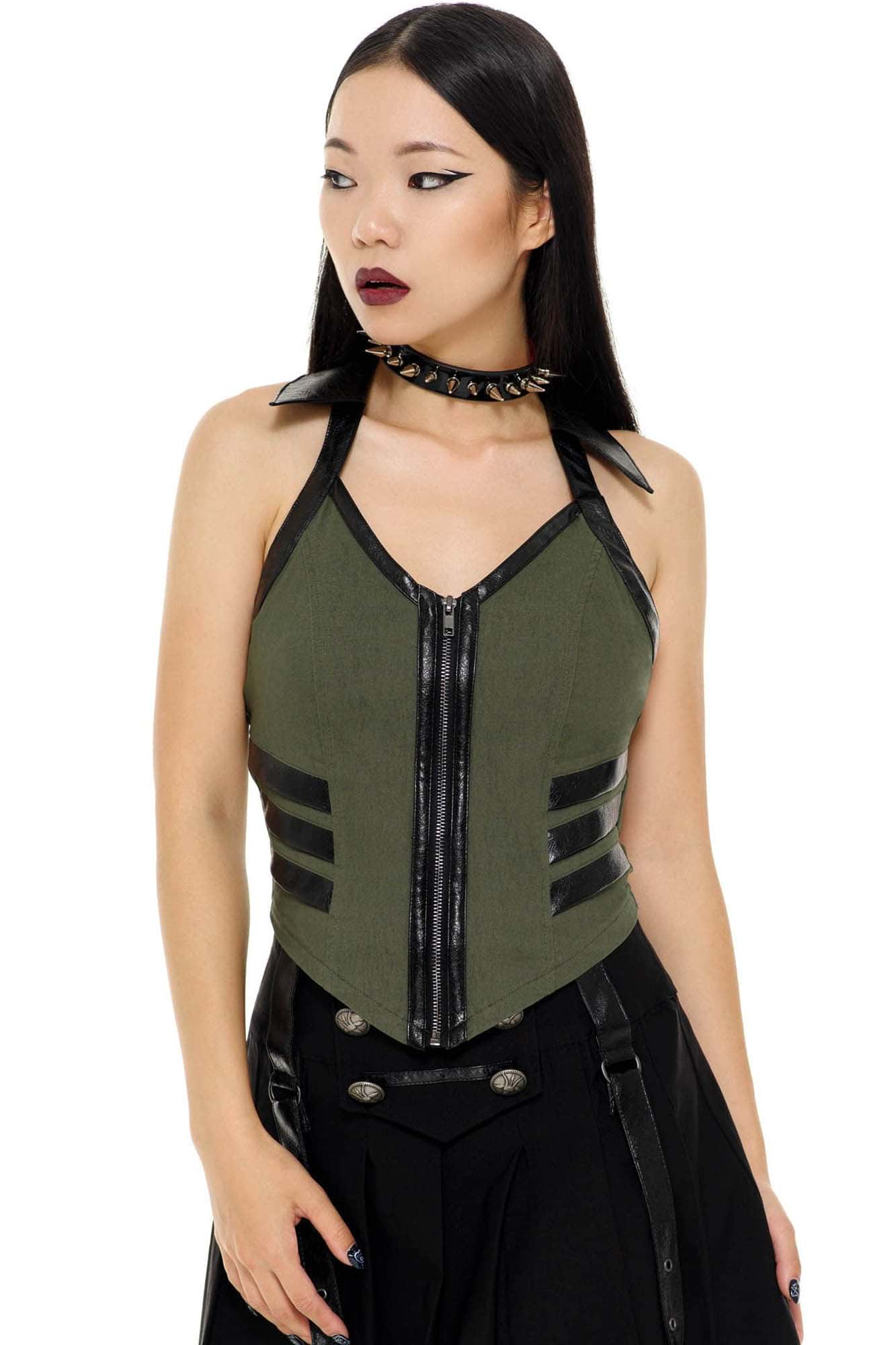Killstar Anita Ammo Haltertop Khaki