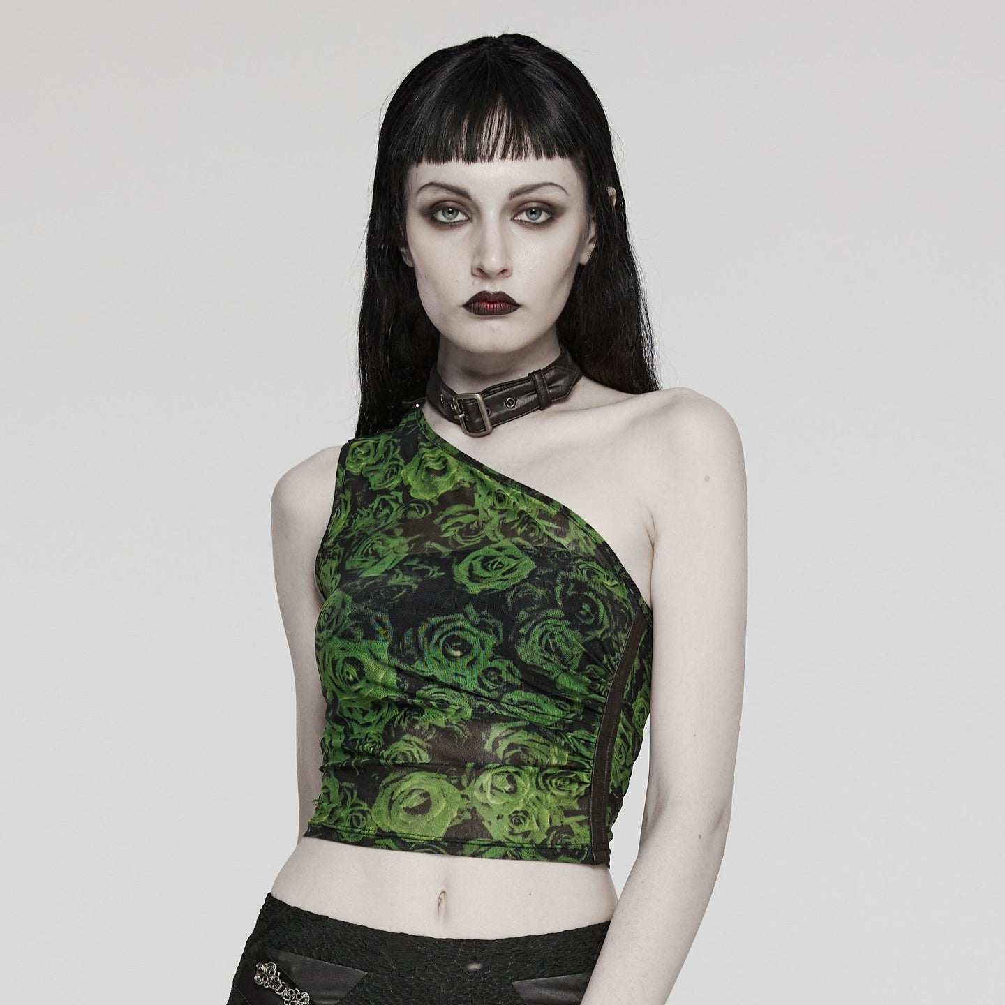 Punk Rave Action Top Green Roses