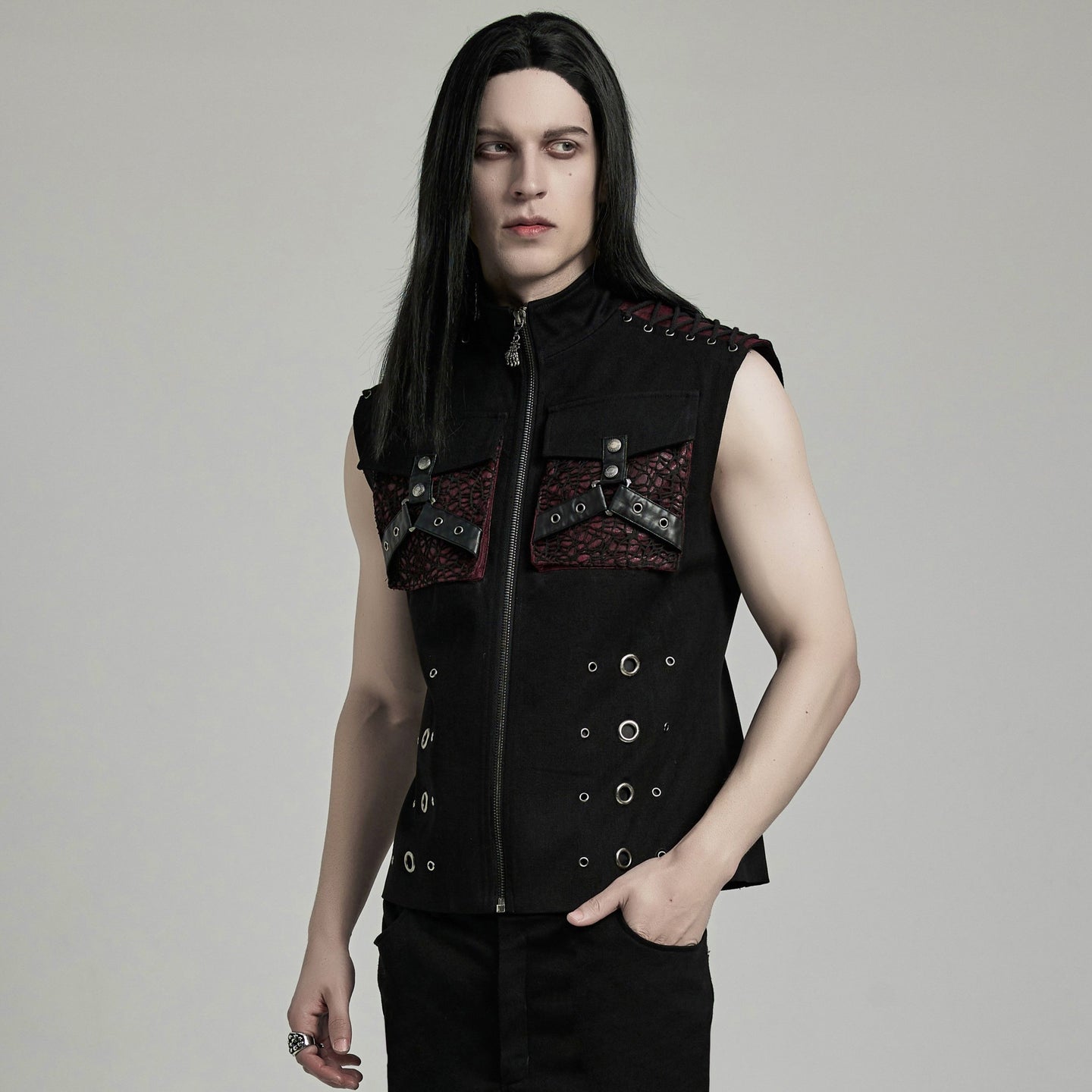 Pursuasive Waistcoat Zwart - Rood