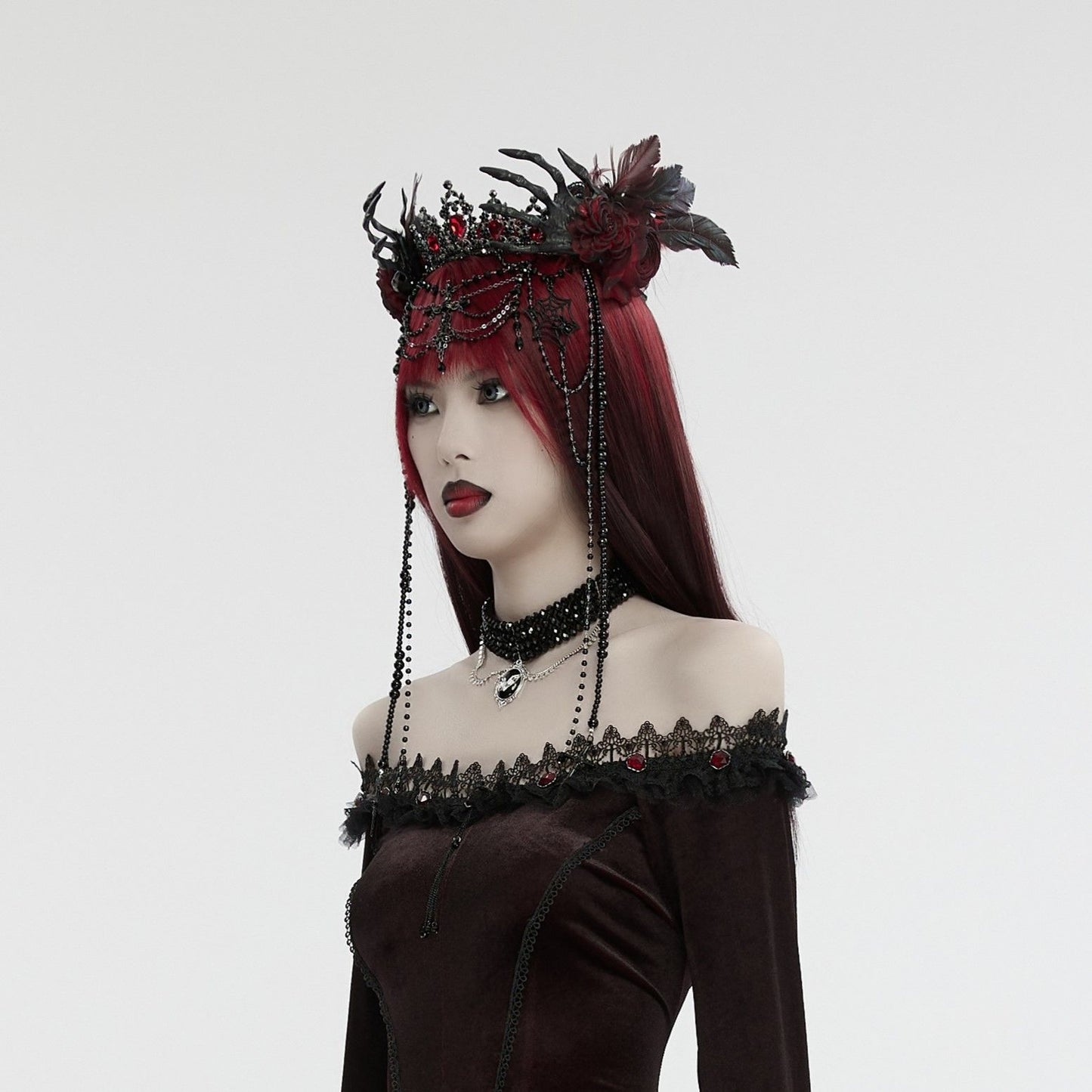 Wicked Tiara Crown Black - Red