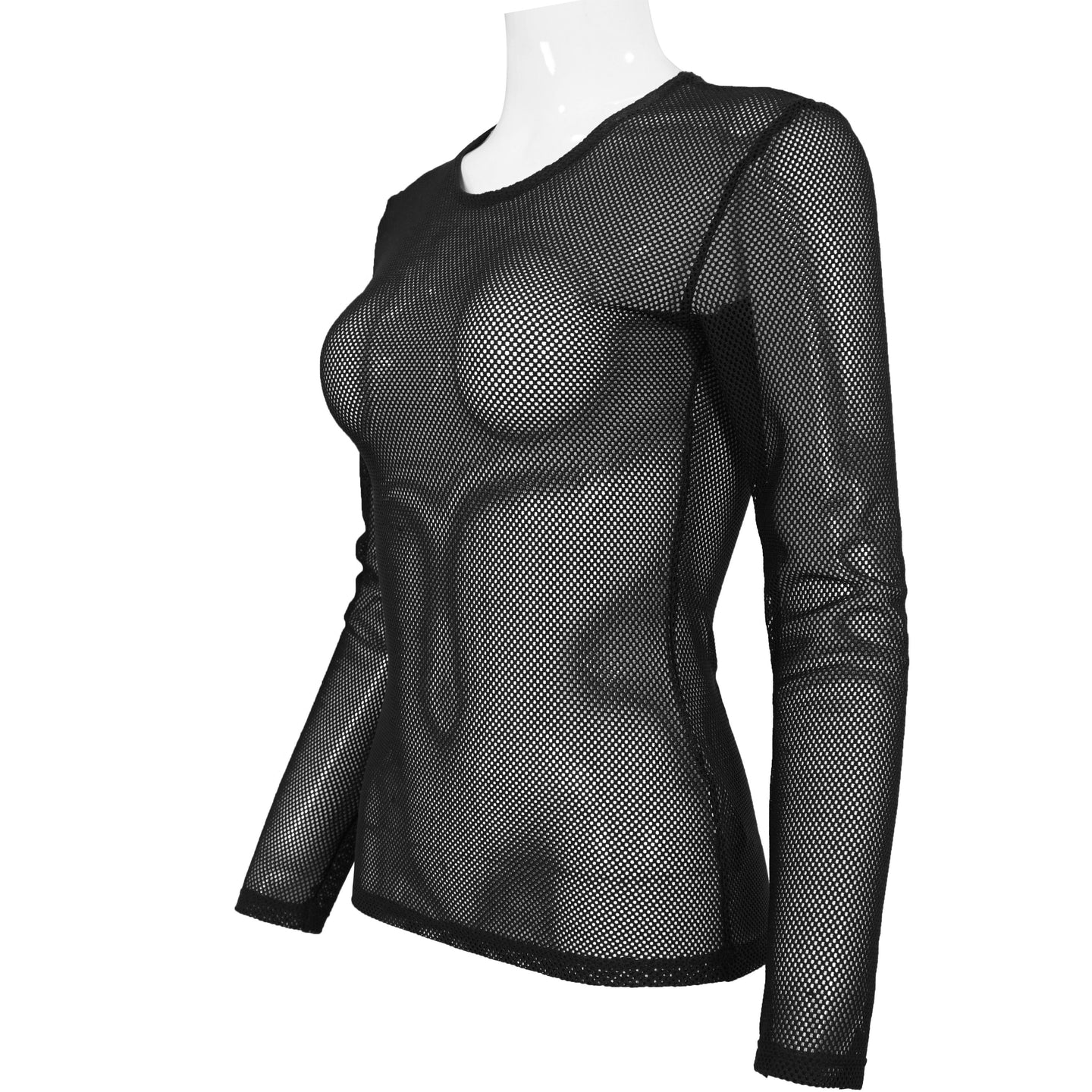Devil Fashion Climax Long Sleeve Fishnet Top Black