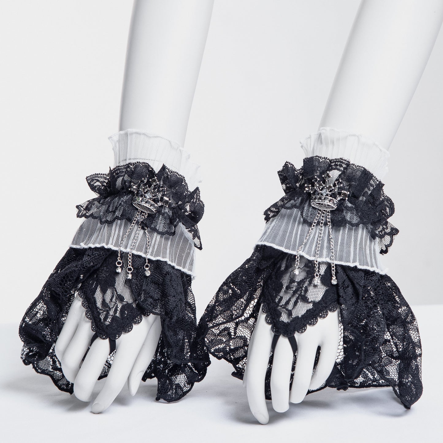 Crown Cuffs - Handschoenen Zwart - Wit