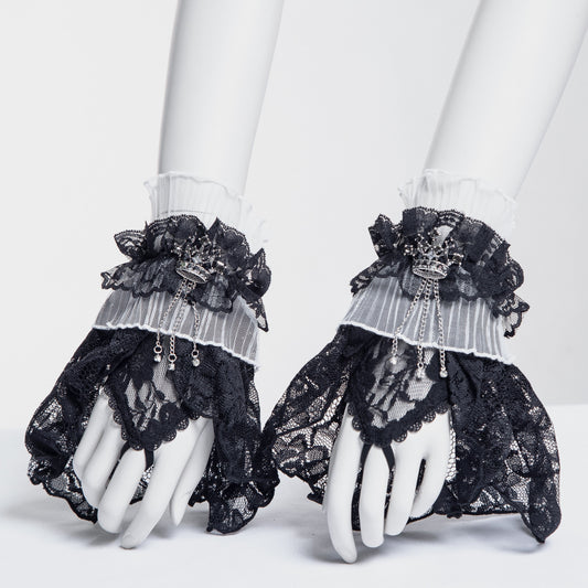 Crown Cuffs - Handschoenen Zwart - Wit
