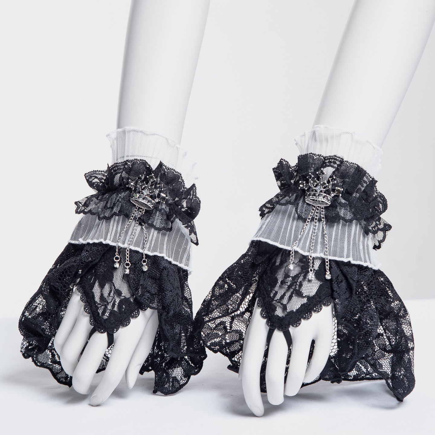 Crown Cuffs - Handschoenen Zwart - Wit