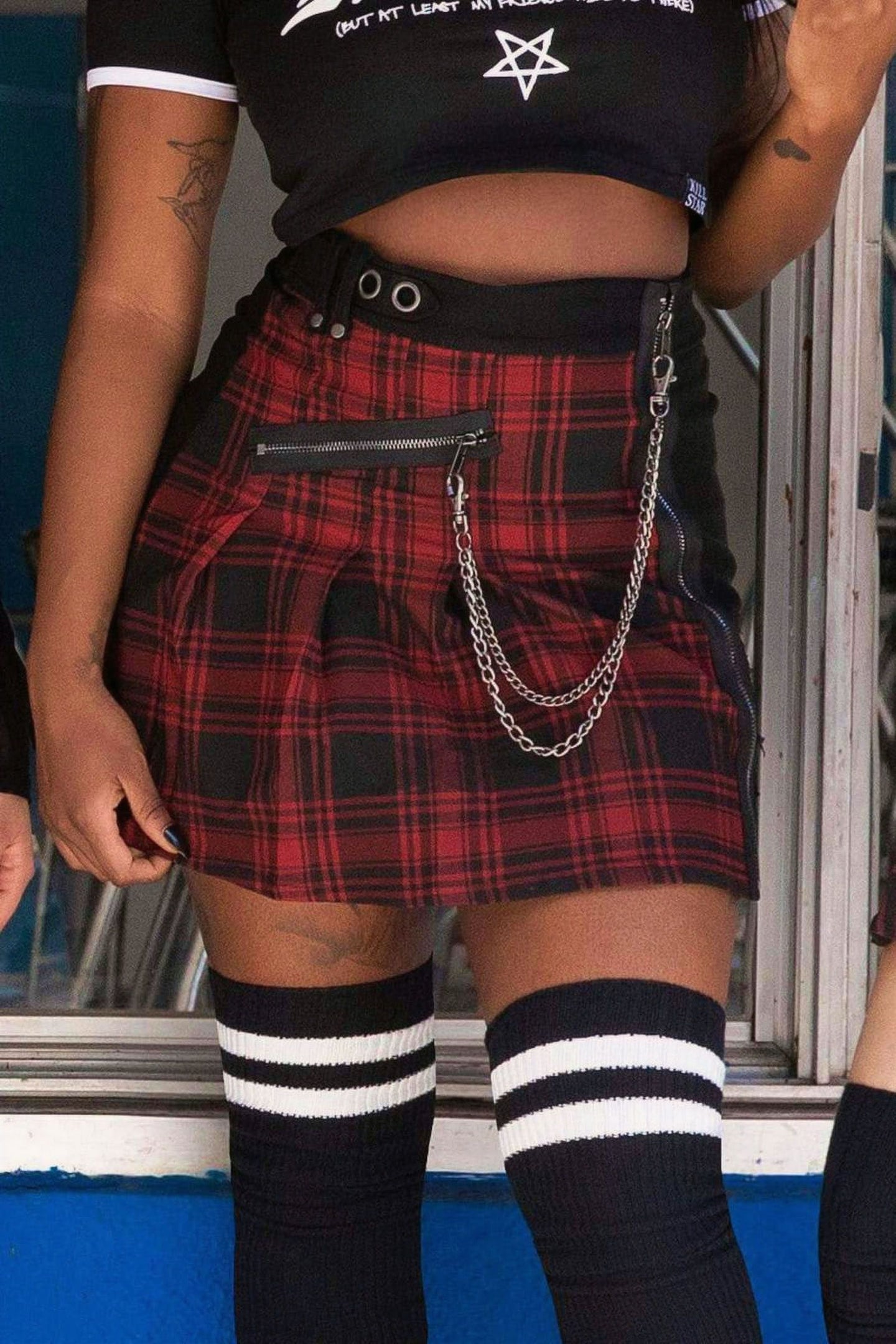 Killstar Calling Alice Mini Rok Tartan