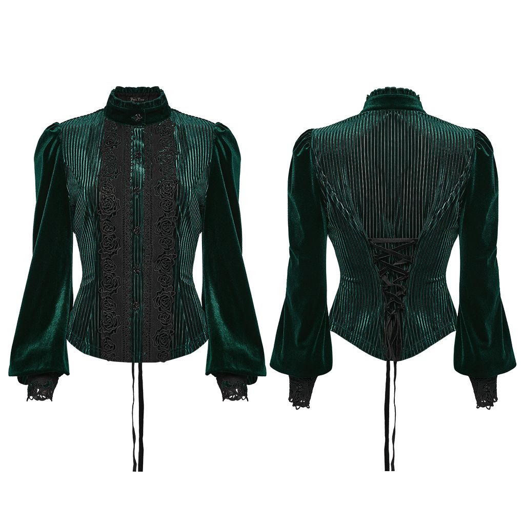 Punk Rave Hold Me Blouse Groen - Zwart