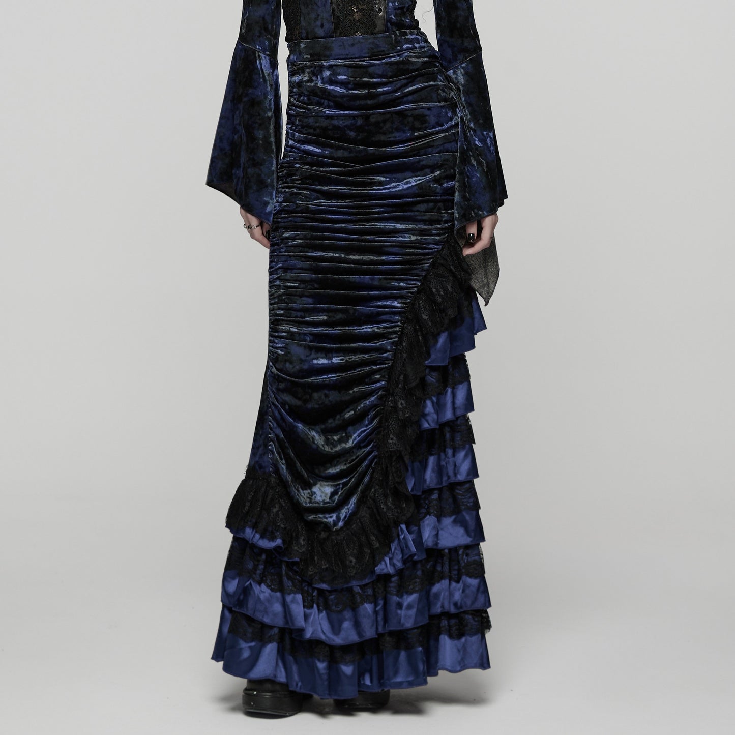 Broken Promise Maxi Rok Blauw - Zwart