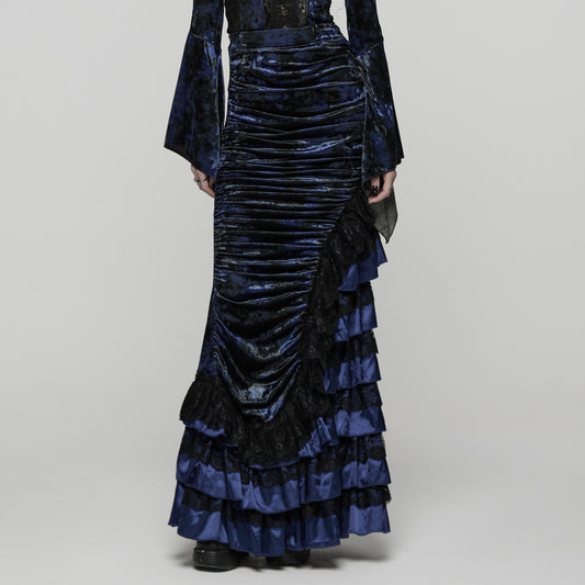 Broken Promise Maxi Rok Blauw - Zwart