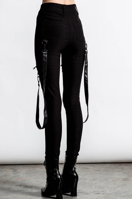 Dead Resistance Skinny Broek Zwart