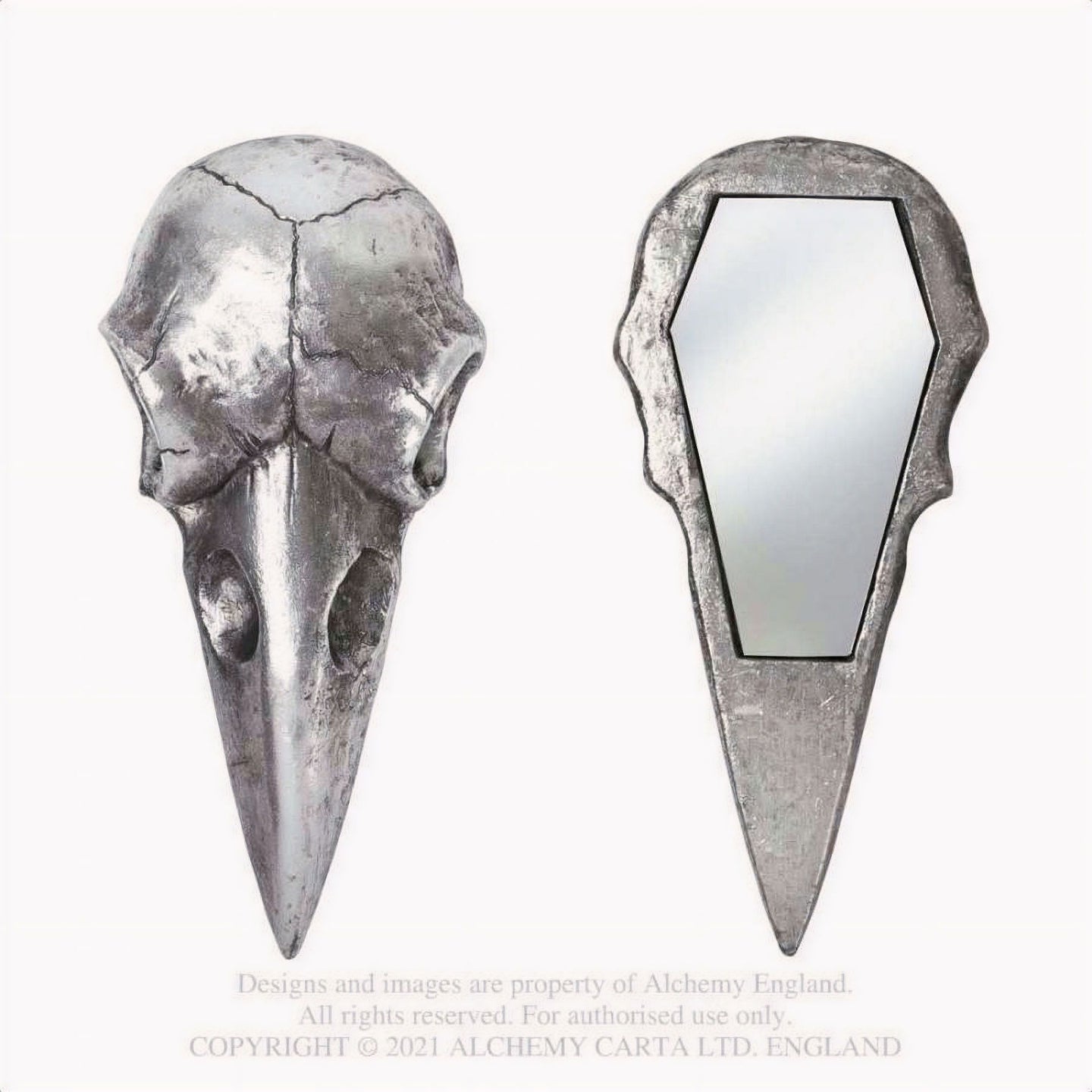 Raven Skull Hand Mirror