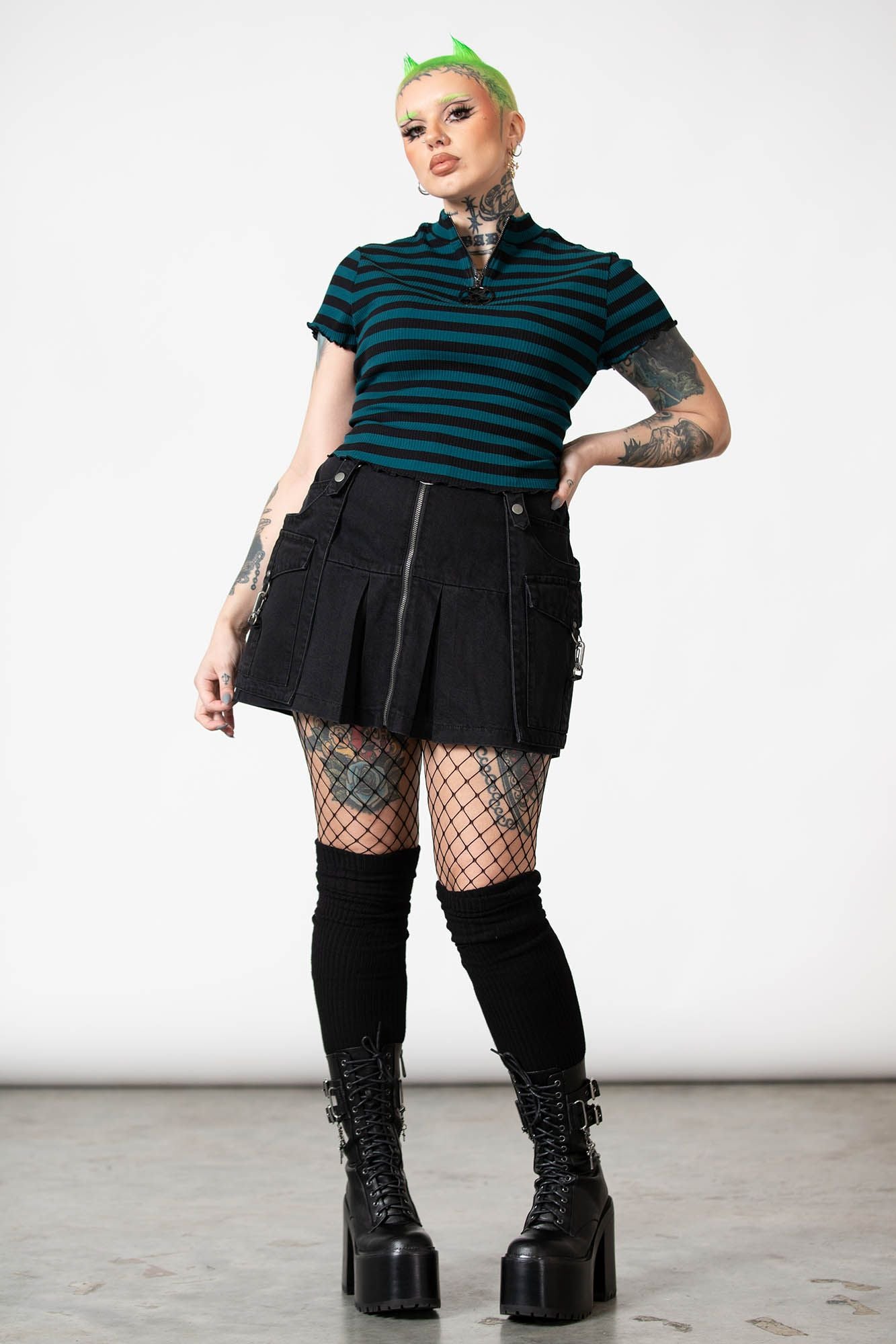 Killstar Malkin Crop Top Green - Black