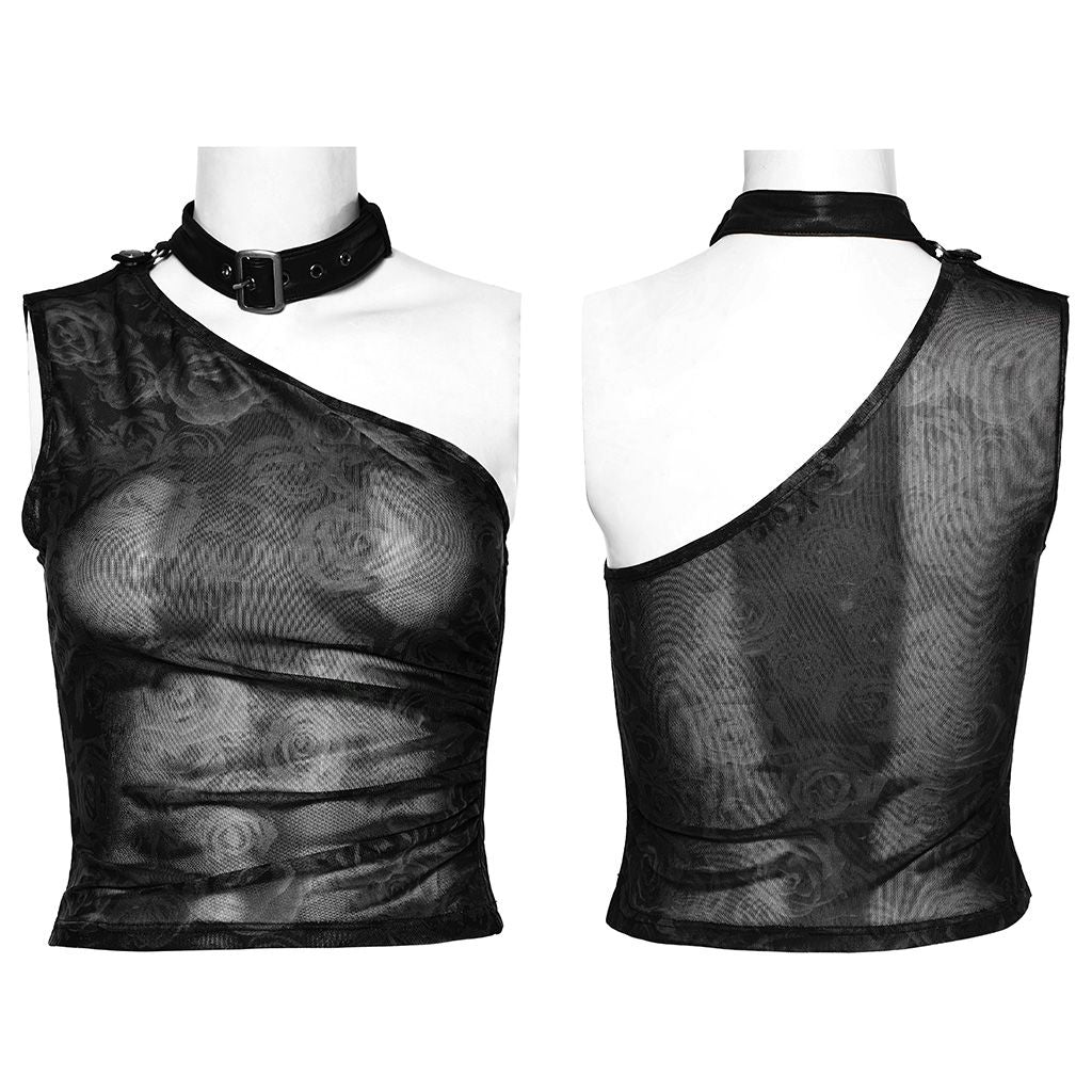 Punk Rave Action Top Black Roses