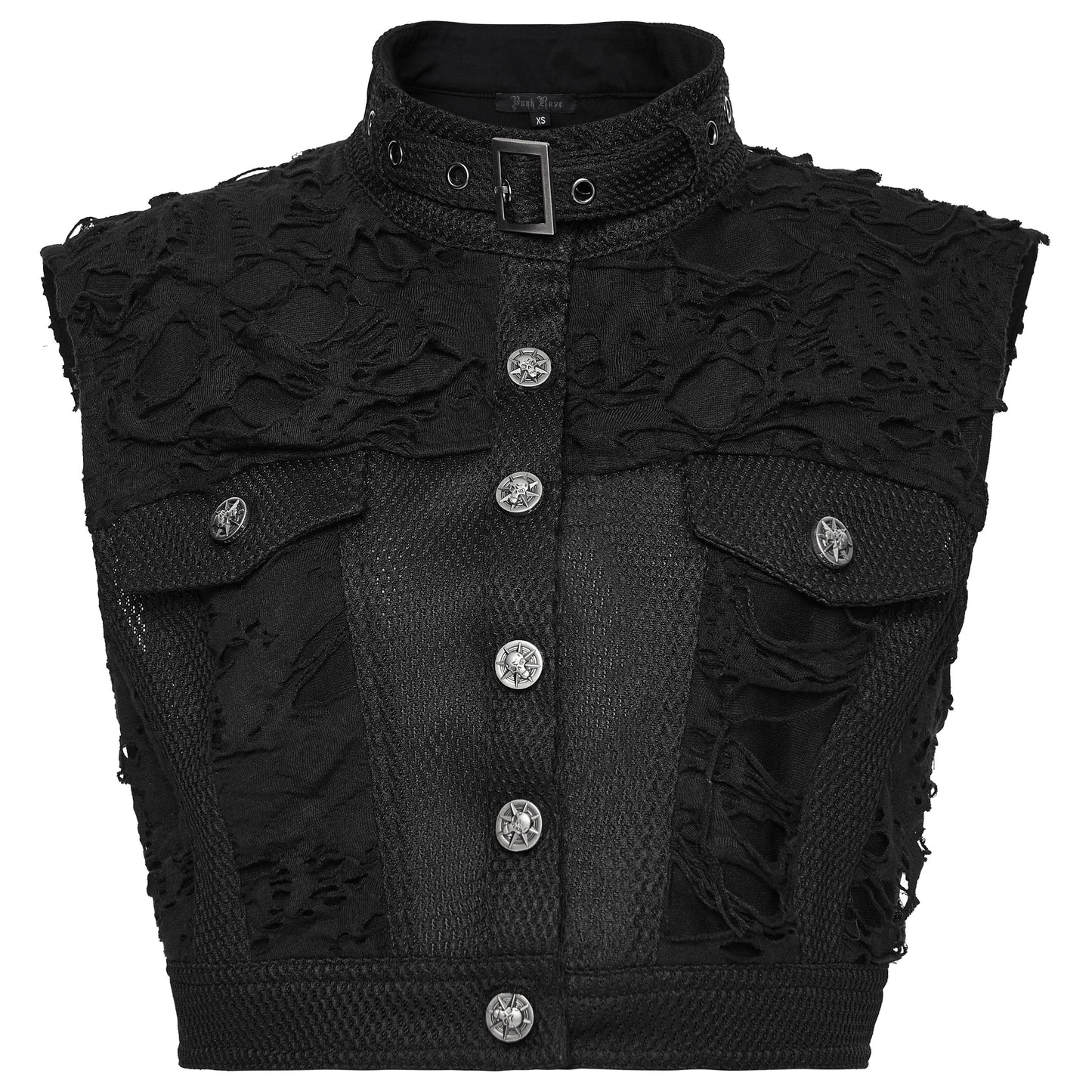 Punk Rave Electric Noir Crop Vest