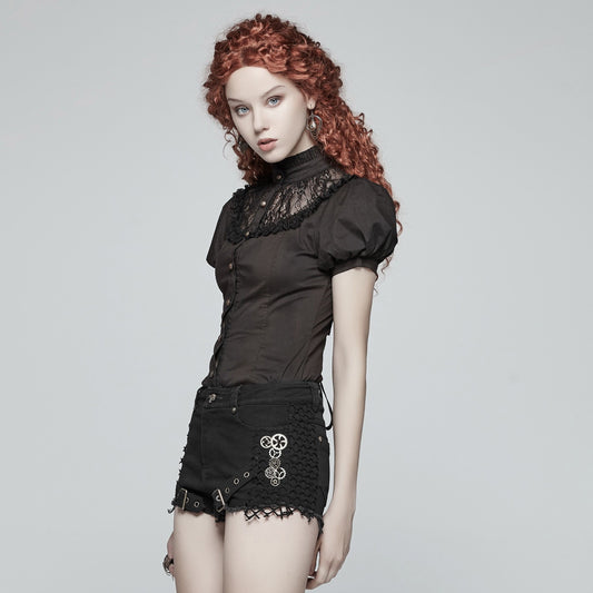 Punk Rave Passing Time Blouse Zwart