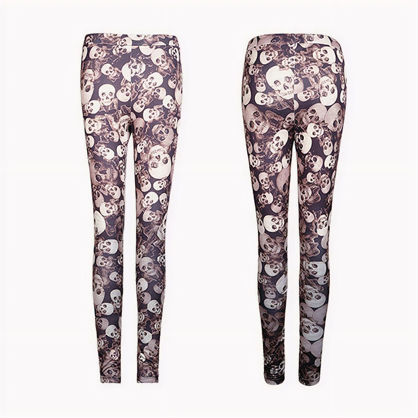 Skulls Leggings Brown - White K-259CO