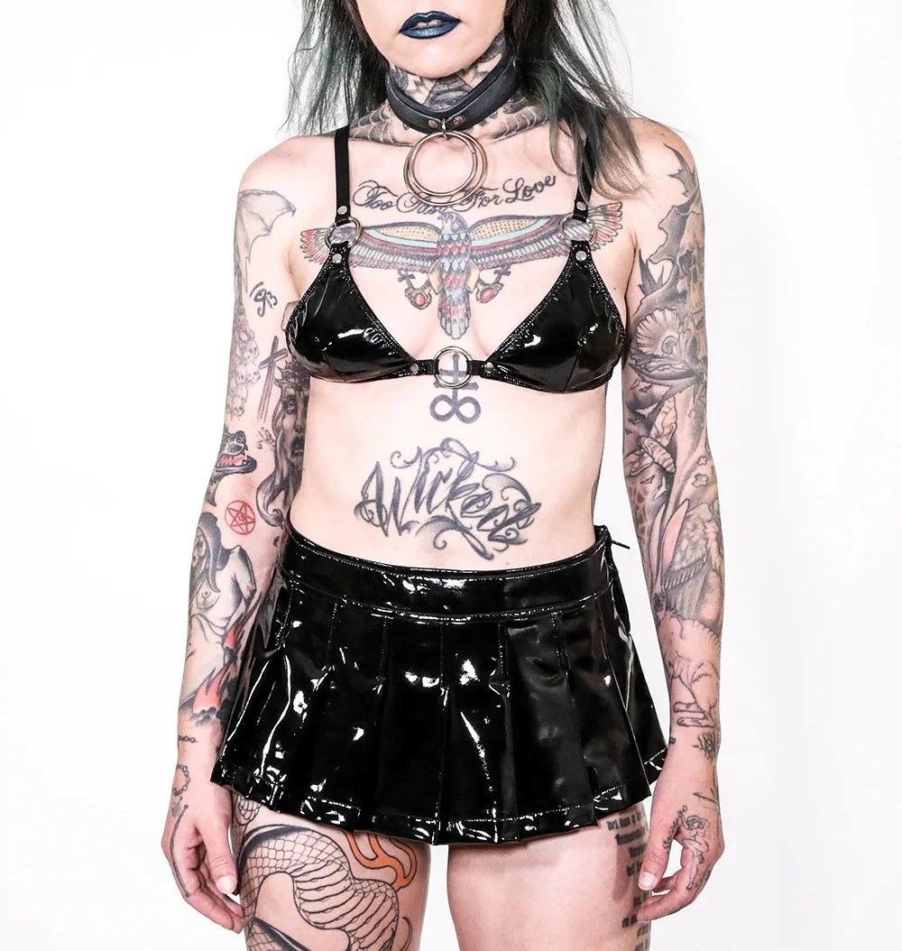 Lip Service Vinyl Pleated Micro Minirok