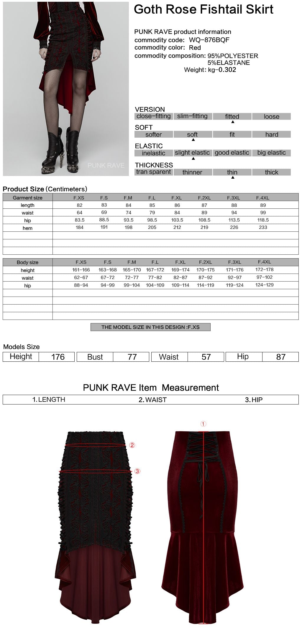 Punk Rave Hold Me Rok Rood - Zwart