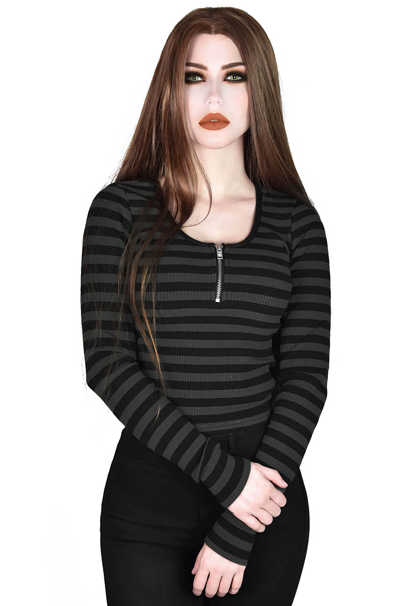 Killstar Izora Ribbed Top Grijs