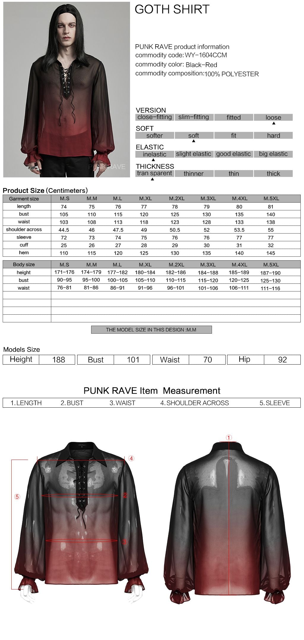 Accused Shirt Zwart - Rood