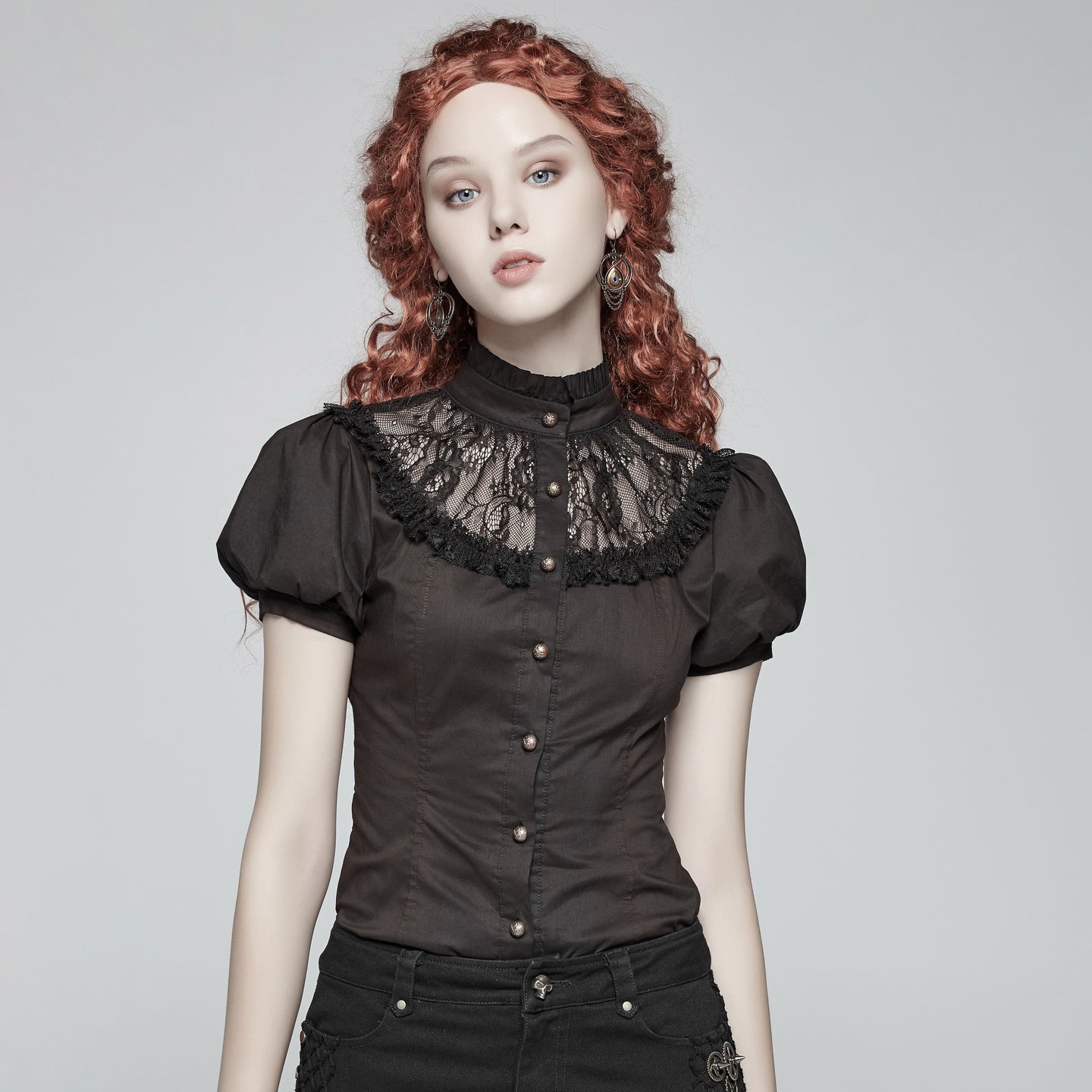 Punk Rave Passing Time Blouse Zwart