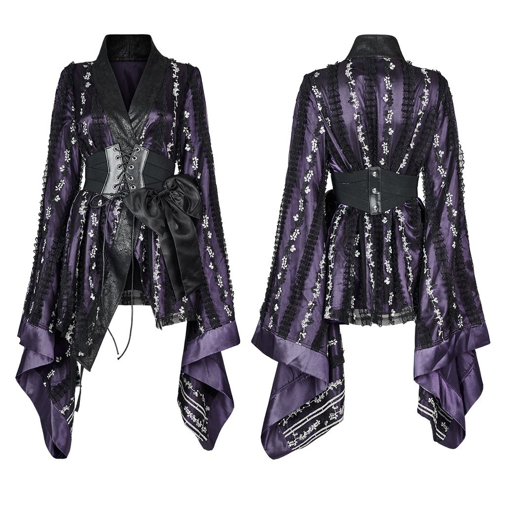 Blossom Kimono Top Purple - Black
