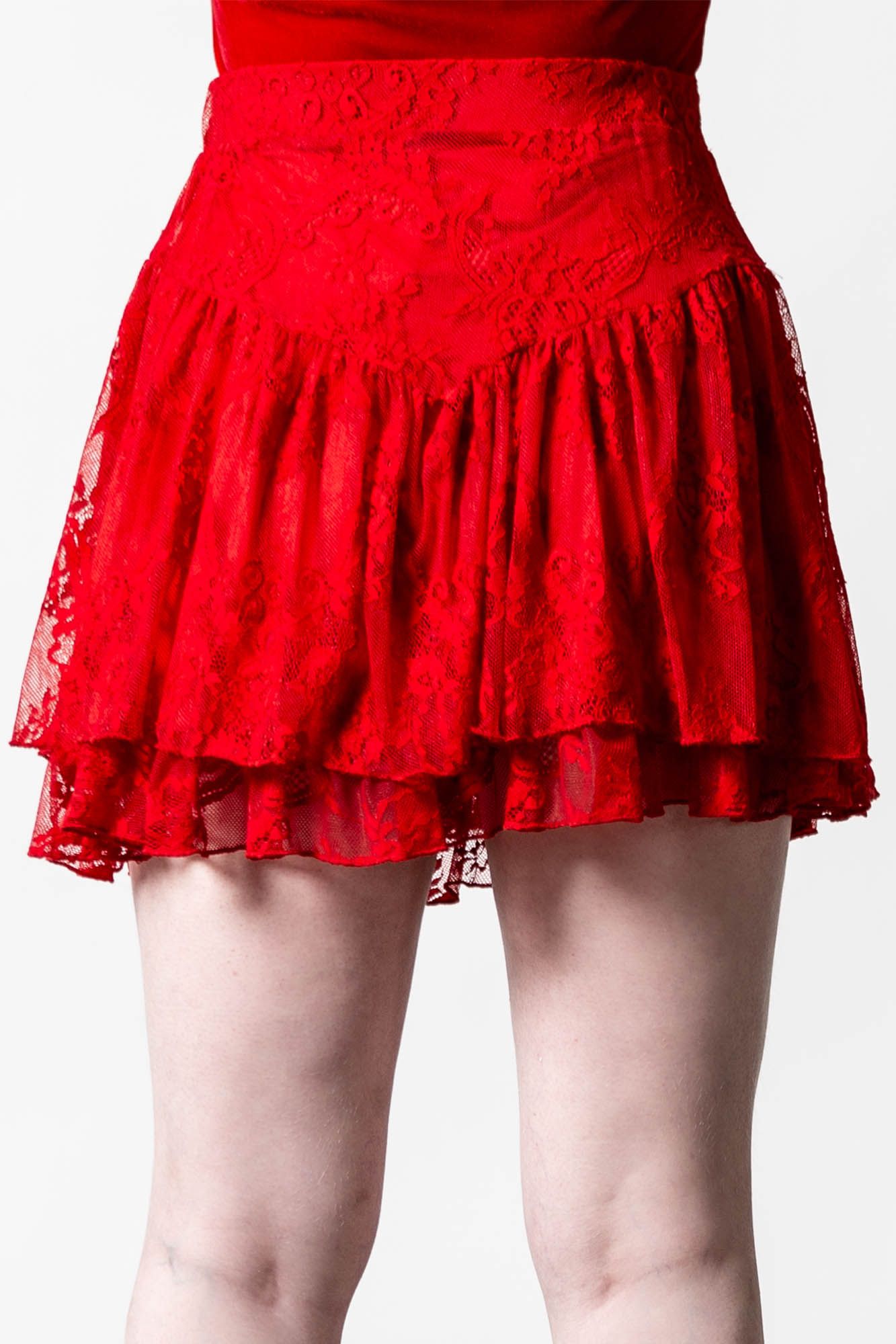 Killstar To Die For Lace Skirt Scarlet