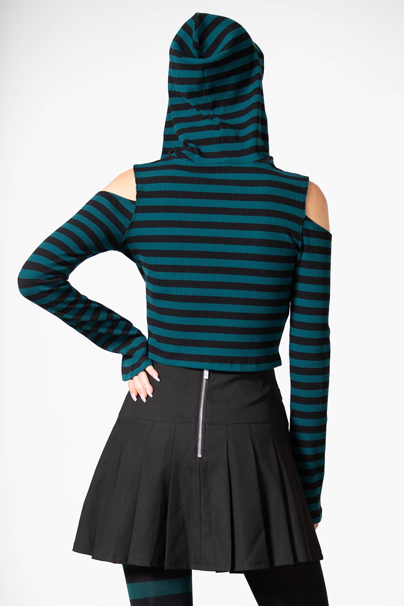 Killstar Zephyr Hooded Top Groen - Zwart