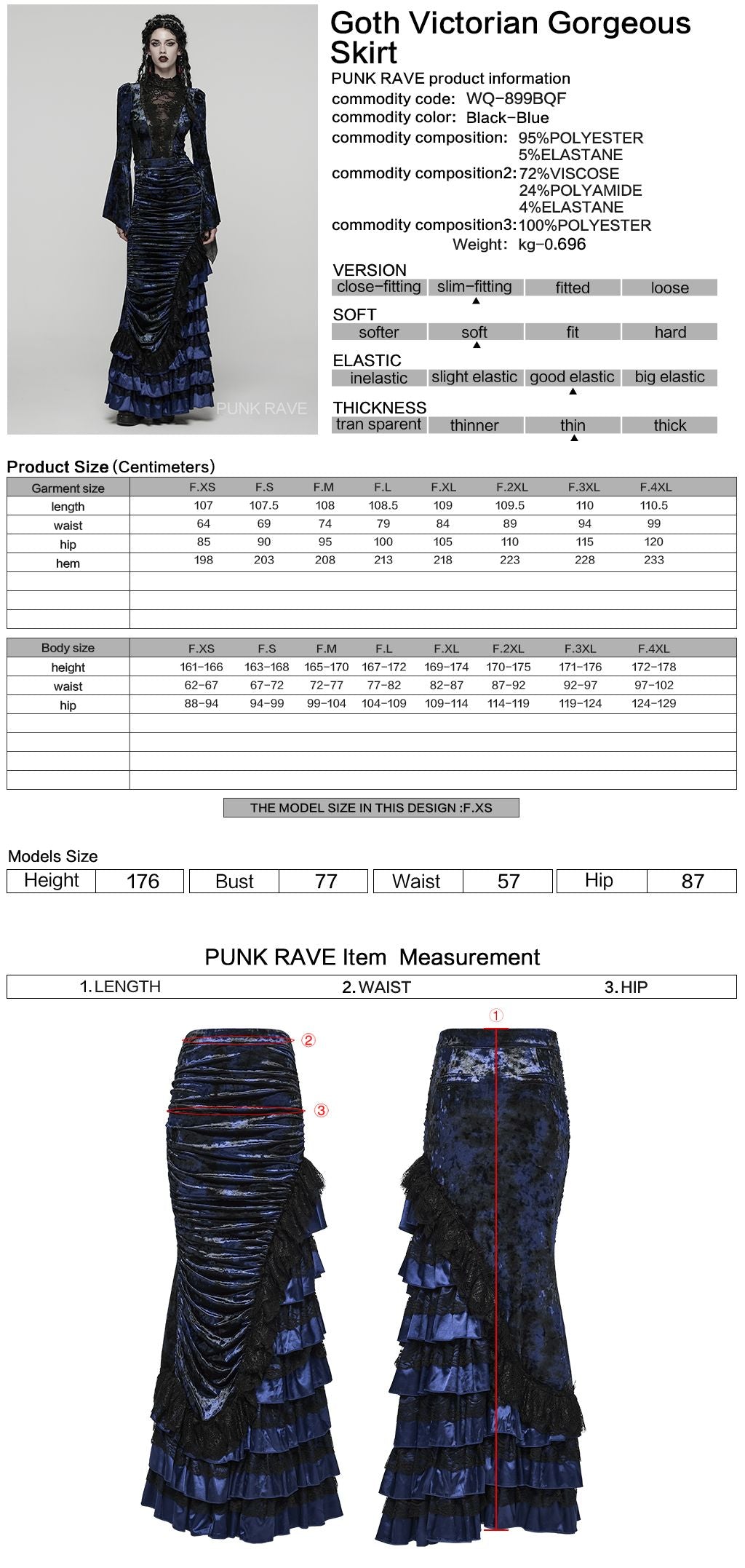 Broken Promise Maxi Rok Blauw - Zwart