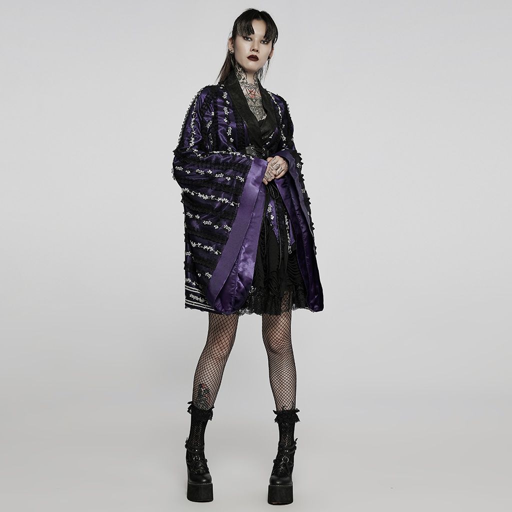 Blossom Kimono Top Purple - Black