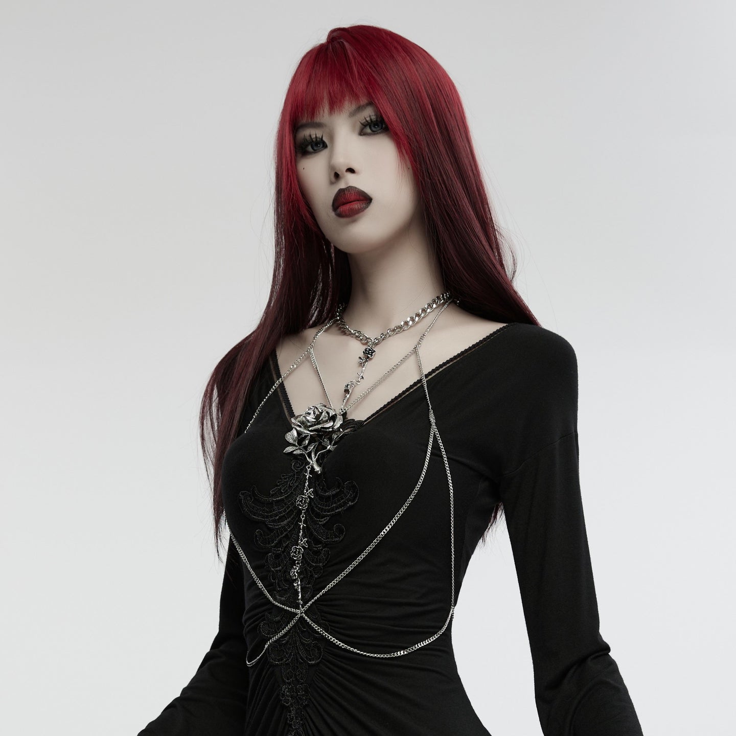 Silver Roses Chain Harness