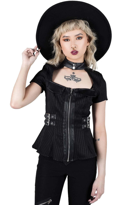 Killstar. Dark Enterprise Top Pinstripe