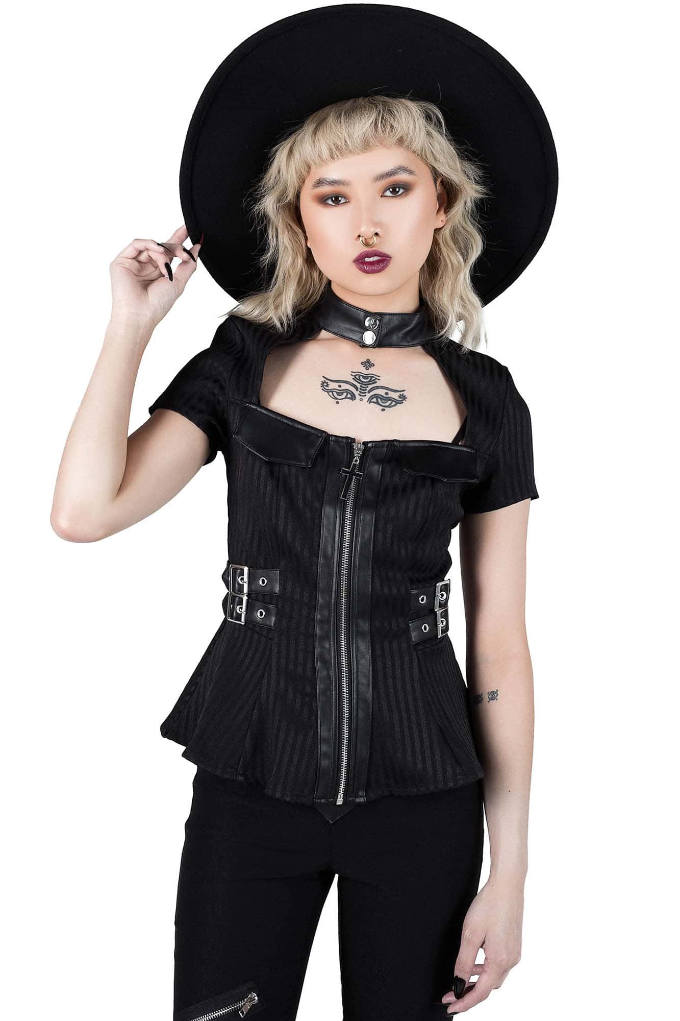 Killstar. Dark Enterprise Top Pinstripe