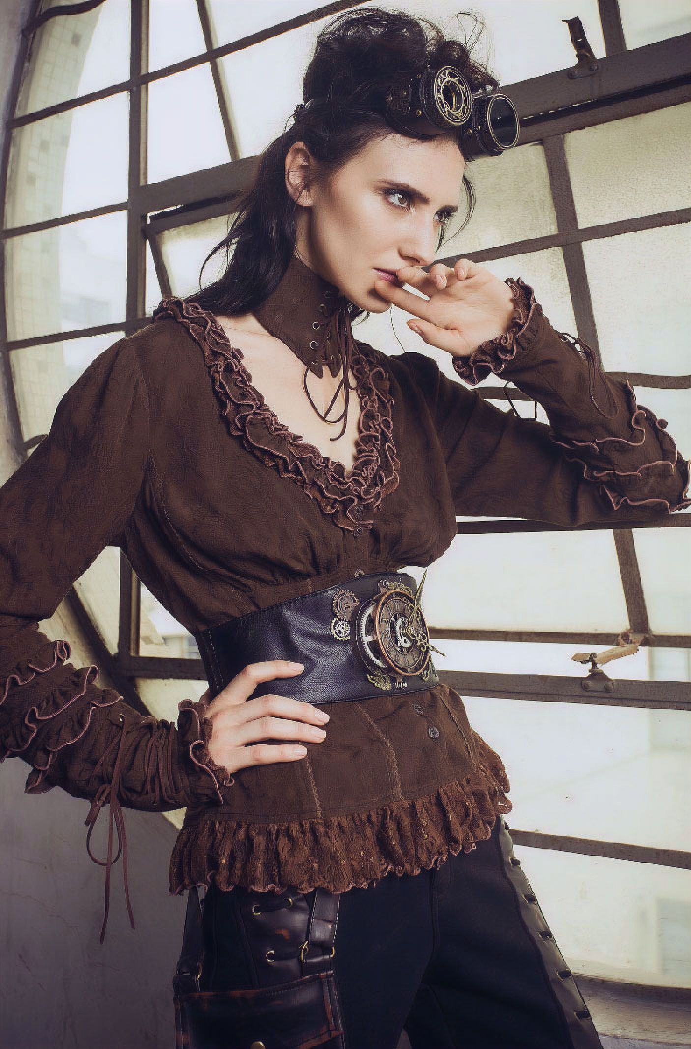 Gattering Blouse Bruin