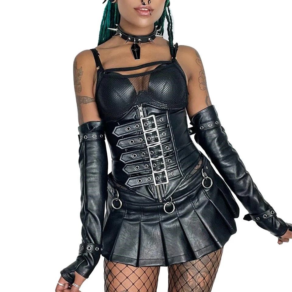 Pleated Micro Minirok Bondage Mat Zwart