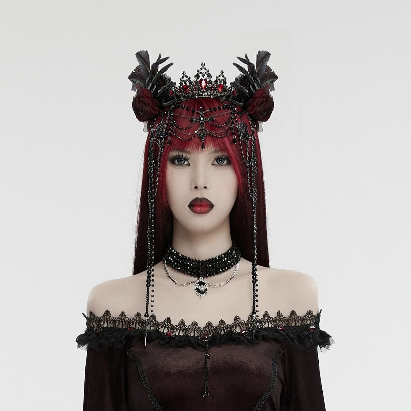 Wicked Tiara Crown Black - Red
