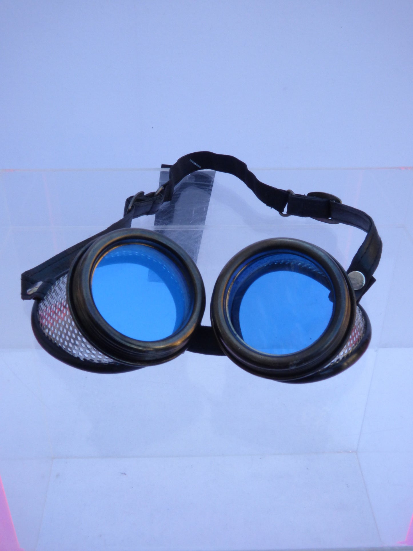 Mesh Goggles Silver Coloured - Blue Lenses