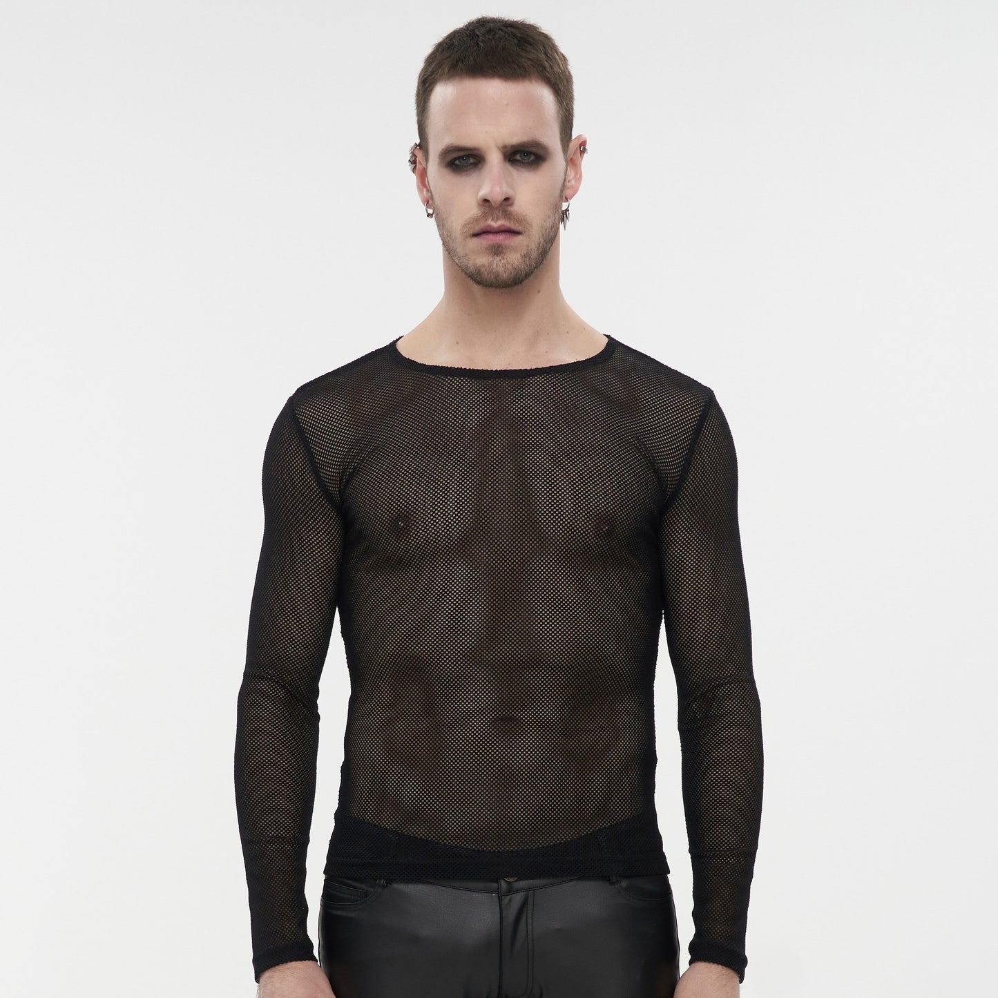 Devil Fashion Climax Long Sleeve Fishnet Top Black