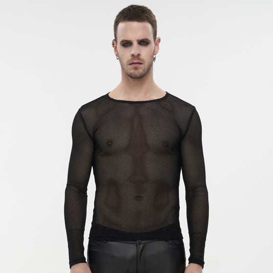 Devil Fashion Climax Long Sleeve Fishnet Top Zwart