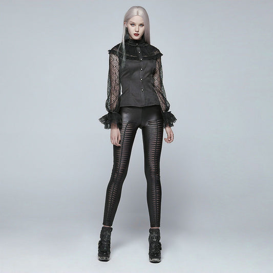 Slashed Leggings Zwart