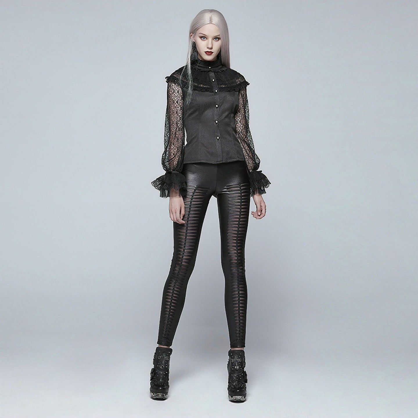 Slashed Leggings Zwart
