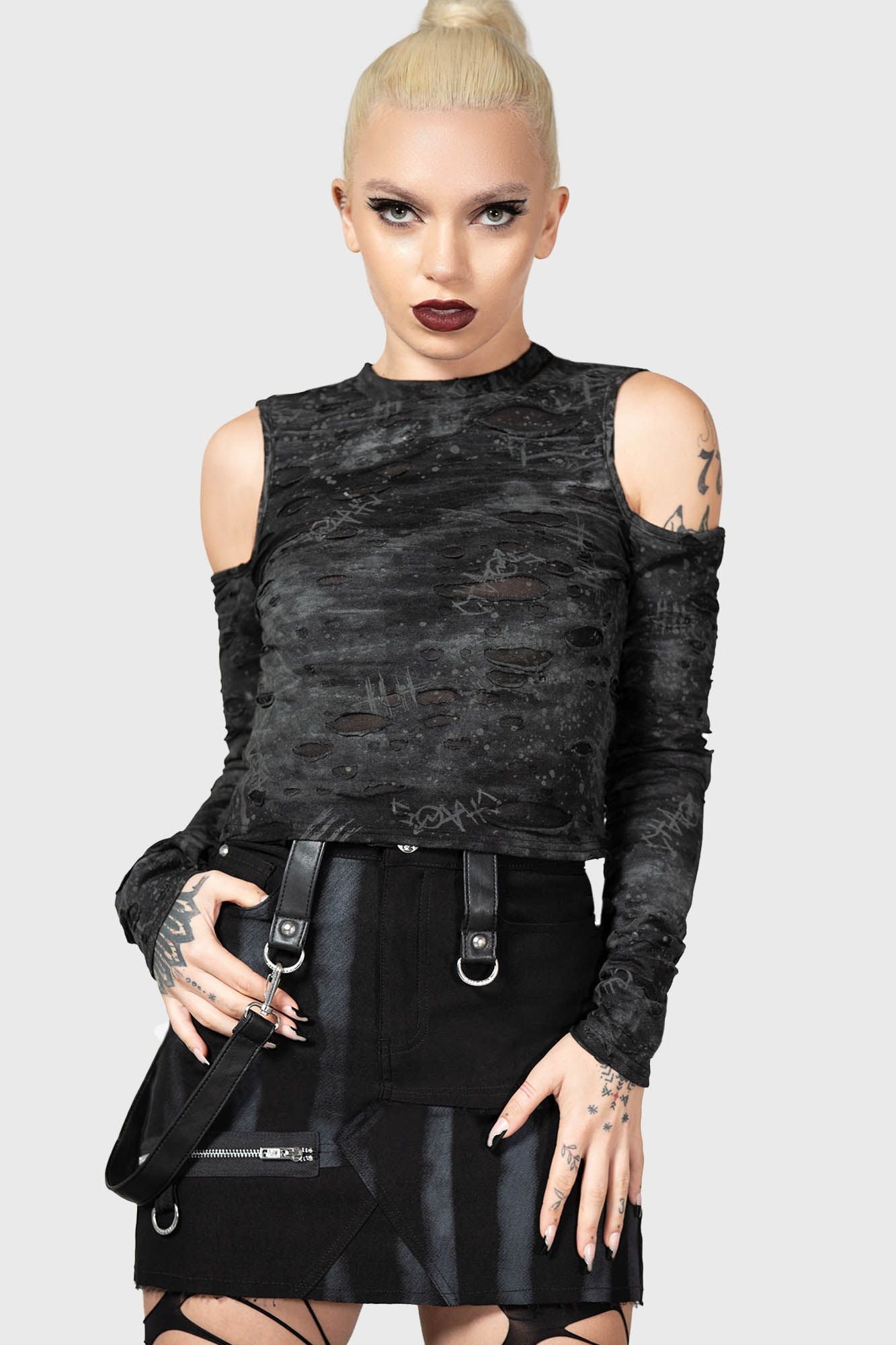 Killstar Punkster Cold Shoulder Top