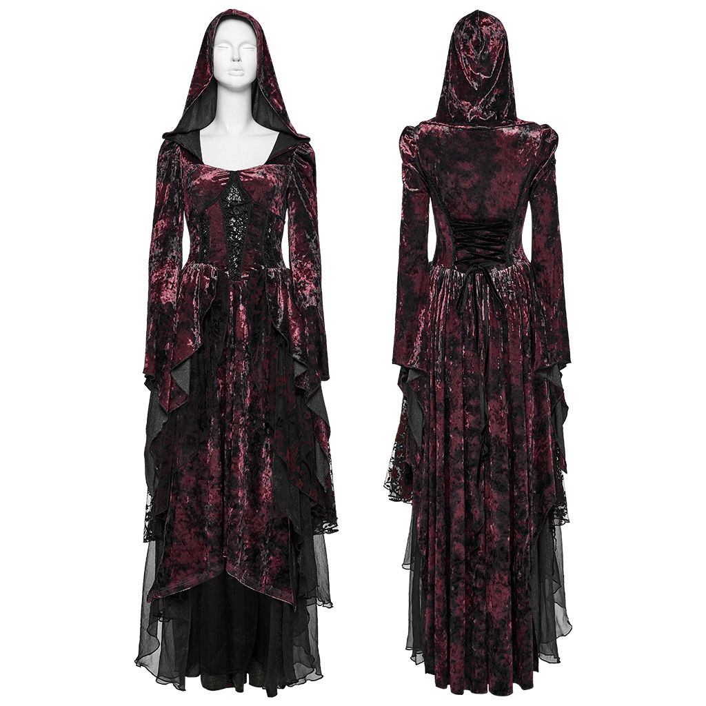 Melancholia Maxi Jurk Rood - Zwart